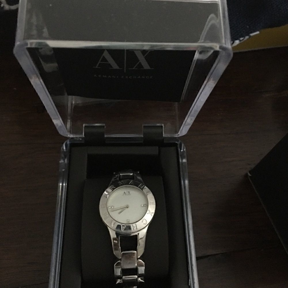 Used womens an Armani exchange silver watch